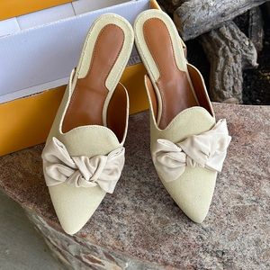 Rilista Bow Pointed Toe backless mule shoe